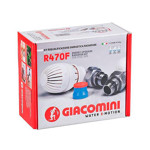 Комплект термостатический прямой 1/2" R470F (клапана термостат, запорный + термоголовка) GIACOMINI